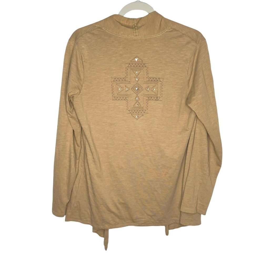 Pendleton Cardigan Sweater Women Small Tan Camel Open Front Draped Button Lapel